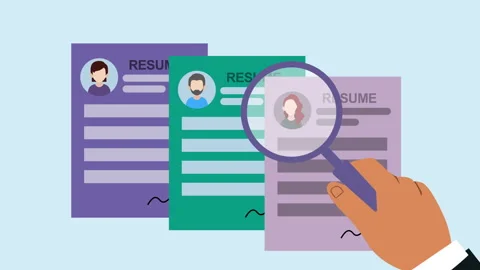Human Resources Resume Review Flat Design 2d Animation with Alpha Matte Stock Footage 340536088