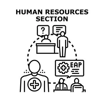 Human resources section employees providing support and assistance Stock Illustration