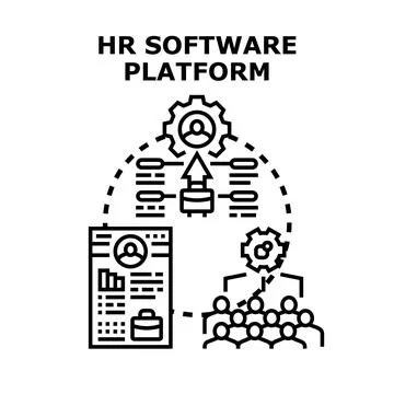 Human resources software platform managing employee data workflow Stock Illustration