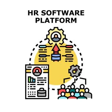 Human resources software platform managing employee data workflow Stock Illustration