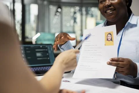 Human resources specialists applying artificial intelligence systems Stock Photos