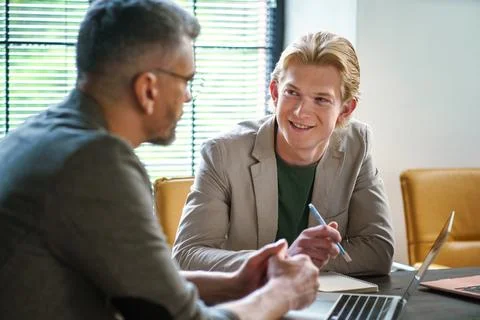 Human resources, specifically hiring process. Manager conducting job interview Stock Photos