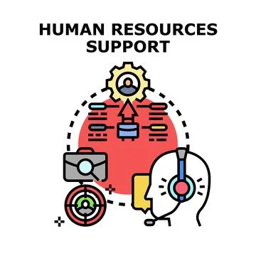 Human resources support concept providing professional assistant services Stock Illustration