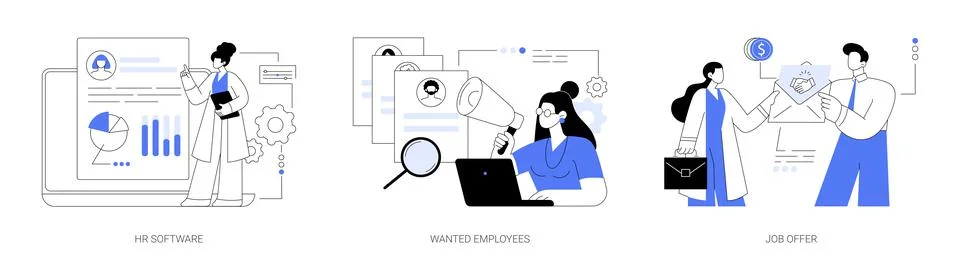 Human resources technology abstract concept vector illustrations. Stock Illustration