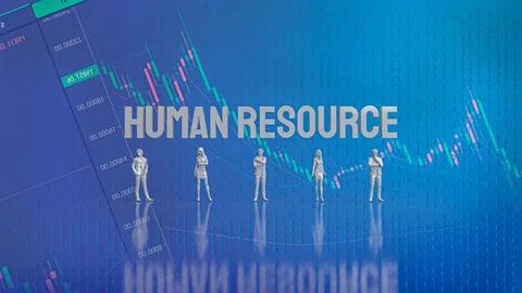 The Human resources Text and human figure for Business concept 3d rendering Stock Illustration