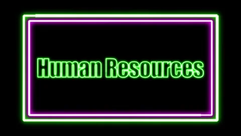 'Human Resources' Text Animation with Neon Glow &amp; Glowing Squares. Stock Footage 282577081