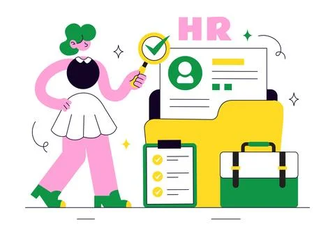 Human Resources Vector Illustration Featuring Recruitment Process, Employee.. Stockillustratie