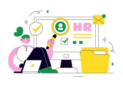 Human Resources Vector Illustration Featuring Recruitment Process, Employee.. Stockillustratie