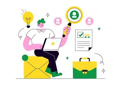 Human Resources Vector Illustration Featuring Recruitment Process, Employee.. 스톡 일러스트