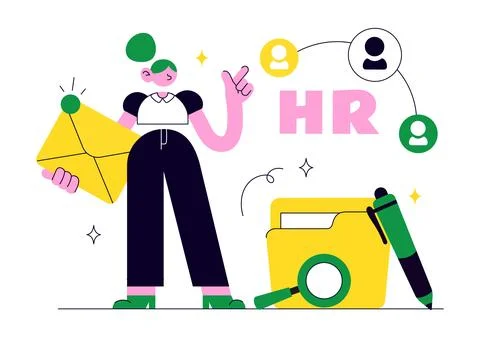 Human Resources Vector Illustration Featuring Recruitment Process, Employee.. 스톡 일러스트