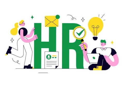 Human Resources Vector Illustration Featuring Recruitment Process, Employee.. 스톡 일러스트