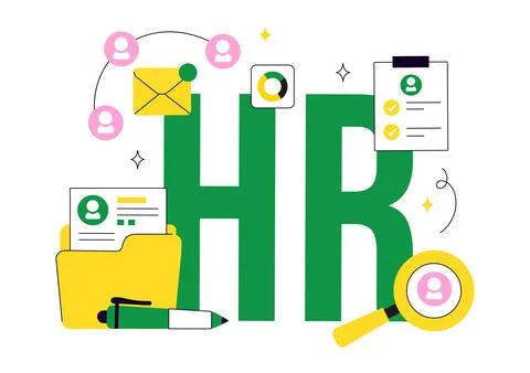 Human Resources Vector Illustration Featuring Recruitment Process, Employee.. Stockillustratie