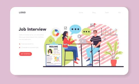 Human resources web banner or landing page. Job interview. Idea of employment Stock Illustration