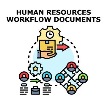 Human resources workflow documents process planning Stock Illustration