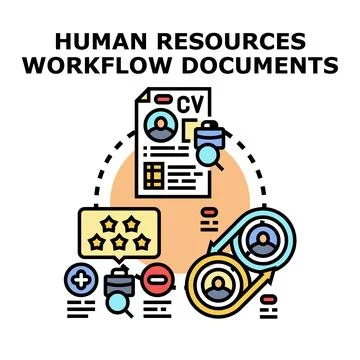 Human resources workflow processing job application documents Stock Illustration