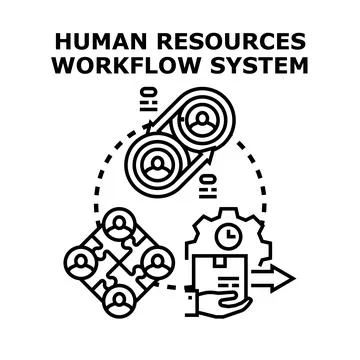 Human resources workflow system managing company processes Illustrazione stock