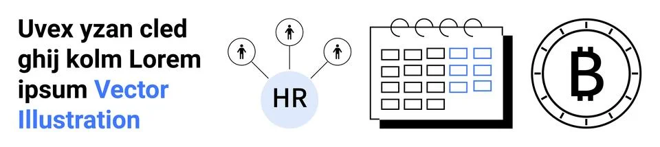 Human resources, workforce management, cryptocurrency, scheduling, blockchain Stock Illustration