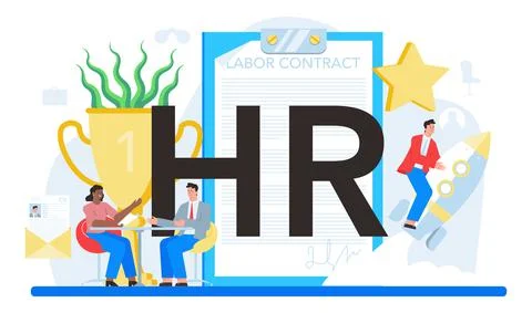 Human resources,hr typographic header. Idea of recruitment and job management. Stock Illustration