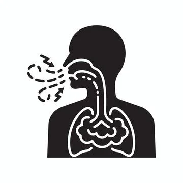 Human respiratory system exhalation icon with airflow respiratory exhalation Illustrazione stock