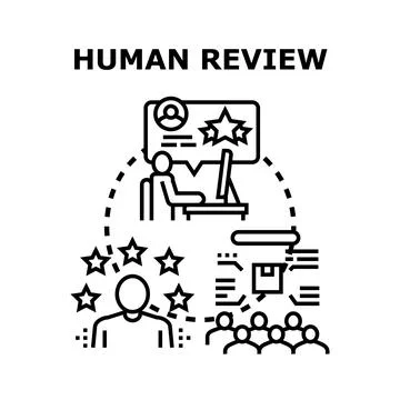 Human review process assessing product quality and service feedback Stock Illustration