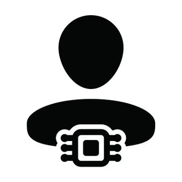 Human RFID microchip implant icon vector with male user person profile avatar Stock Illustration