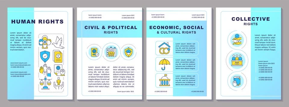 Human right types brochure template Illustrazione stock