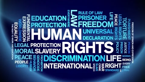 Human Rights animated word cloud,animation tag kinetic typography seamless loop Stock Footage 255715074