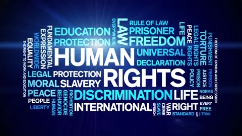 Human Rights animated word cloud,animation tag kinetic typography seamless loop Stock Footage 255715481