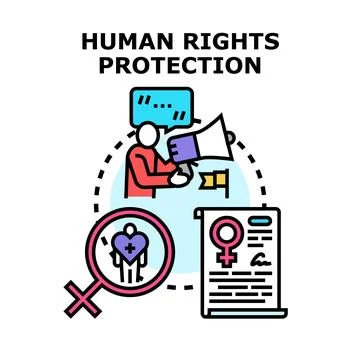 Human rights protection concept vector illustration Stock Illustration