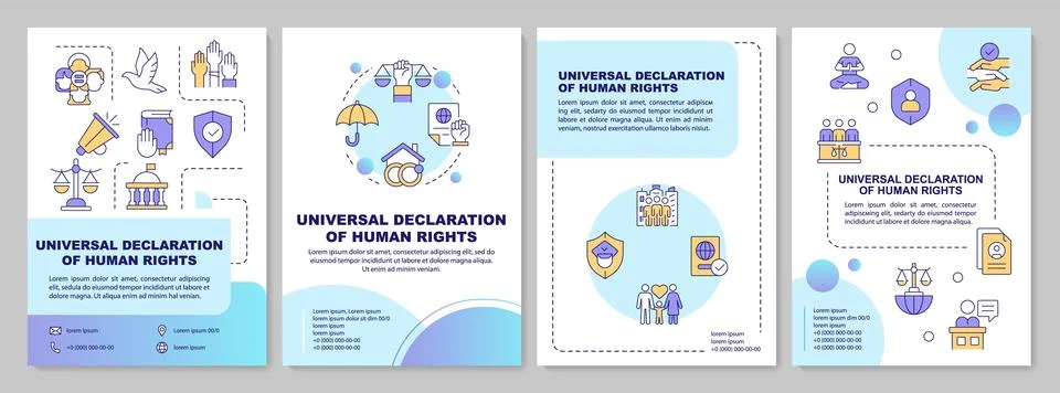 Human rights universal declaration blue gradient brochure template Illustrazione stock