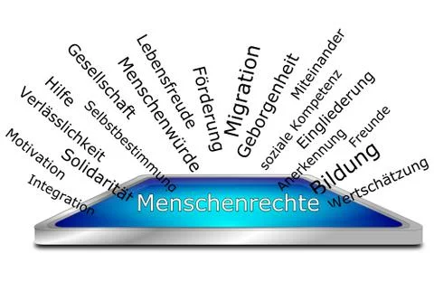 Human Rights Wordcloud - in german Stock Illustration
