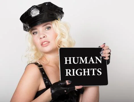 Human rights written on screen. technology, internet and networking concept Photos