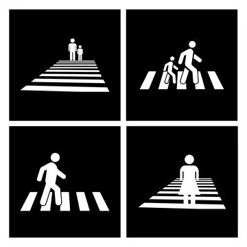 Human road crossing line icon Stock Illustration