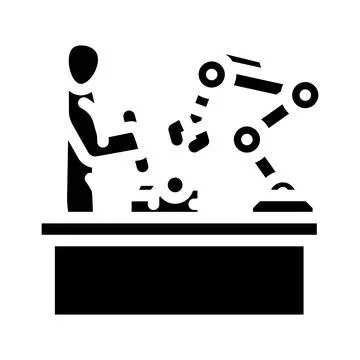 Human robot collaboration industry 5 glyph icon vector illustration Stock Illustration