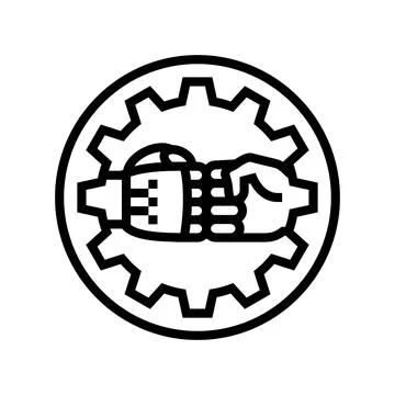 Human robot collaboration industry 5 line icon vector illustration Stock Illustration