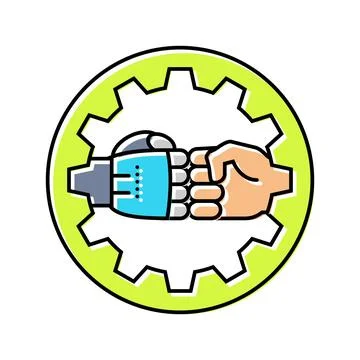 Human robot collaboration industry 5 color icon vector illustration Stock Illustration