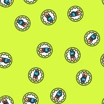 Human robot collaboration industry 5 vector seamless pattern 스톡 일러스트