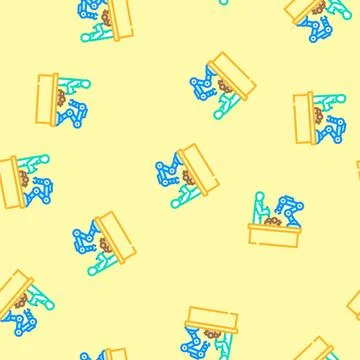 Human robot collaboration industry 5 vector seamless pattern イラスト素材