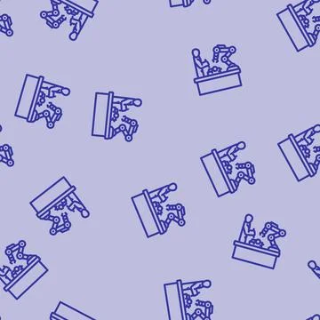Human robot collaboration industry 5 line vector seamless pattern Illustrazione stock