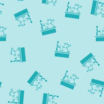 Human robot collaboration industry 5 glyph vector seamless pattern Stock Illustration