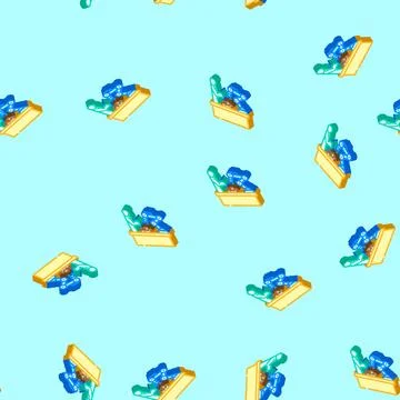 Human robot collaboration industry 5 isometric icon seamless pattern Stock Illustration