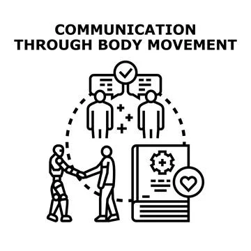 Human robot communication through body movement concept Stock Illustration