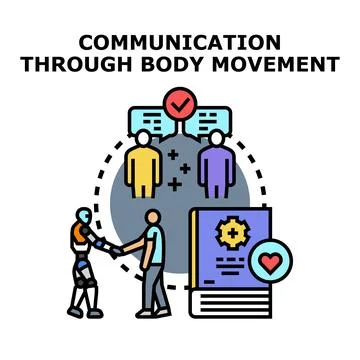 Human robot communication through body movement concept Stock Illustration