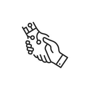 Human-Robot Handshake Icon Stock Illustration