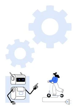 Human-Robot Interaction and Future Technology Revolutions in Automation and.. Illustrazione stock