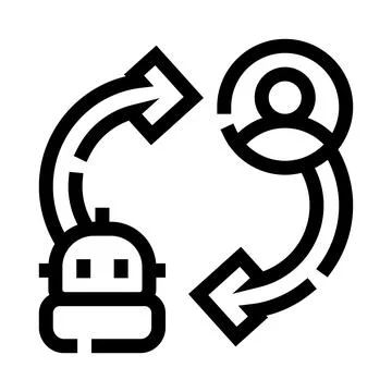 Human robot interaction collaboration exchange automation icon Illustration