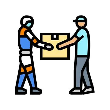 Human robot interaction industry color icon vector illustration Stock Illustration