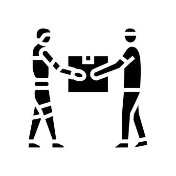 Human robot interaction industry glyph icon vector illustration Stock Illustration