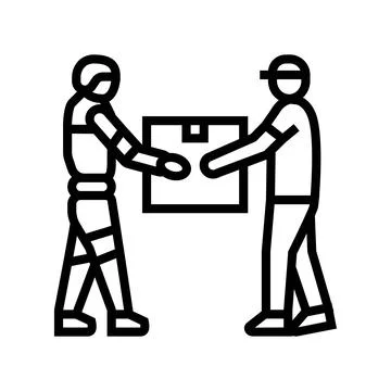 Human robot interaction industry line icon vector illustration Stock Illustration