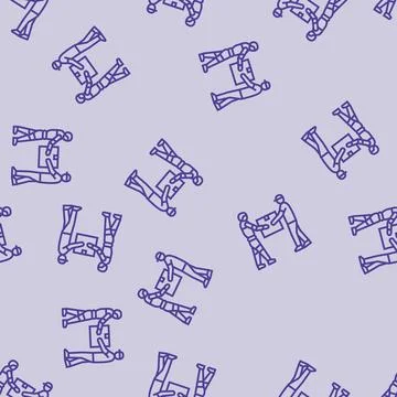 Human robot interaction industry line seamless pattern Illustrazione stock